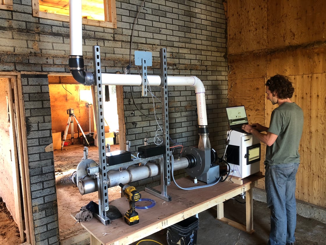 Jason during initial aeration flow and pressure testing AGT Mini-System 250924